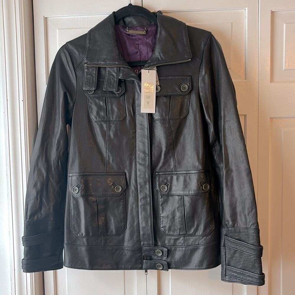 NWT Leather DVF Jacket, mint